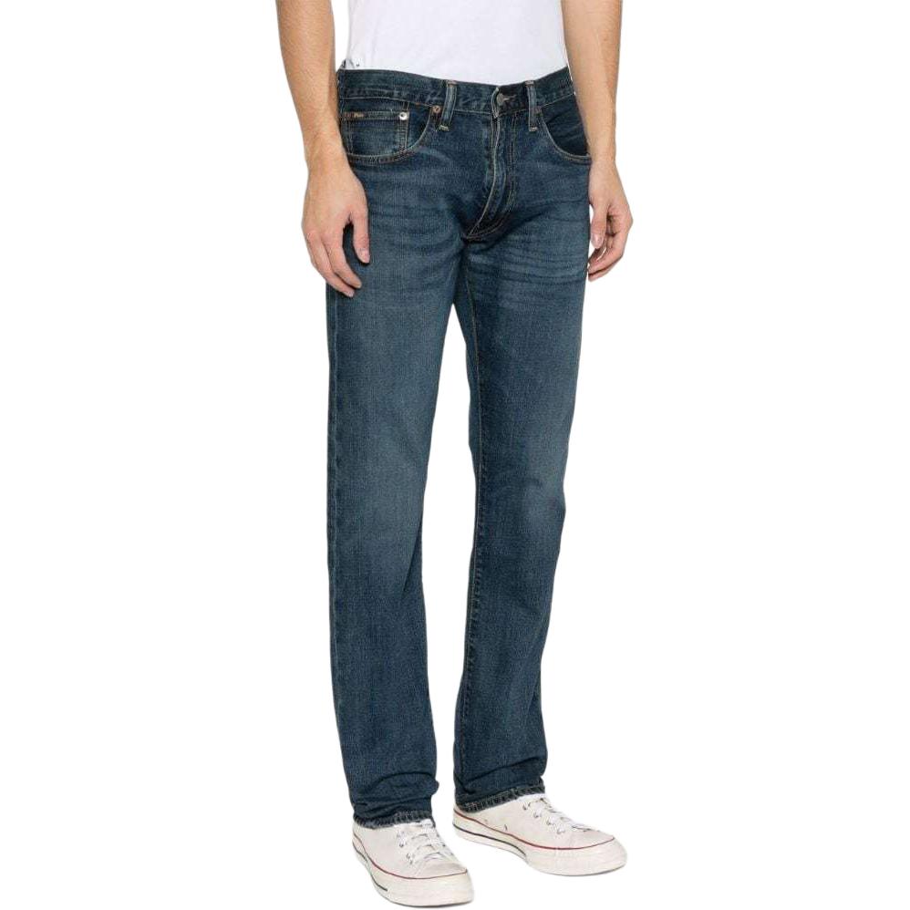 Purchase 폴로 랄프 로렌 SS24 블루 슬림핏 테이퍼드 로우웨이스트 로고 데님 진. 710781455-001