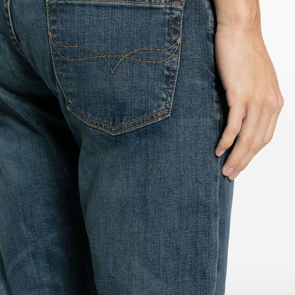 Details for 폴로 랄프 로렌 SS24 블루 슬림핏 테이퍼드 로우웨이스트 로고 데님 진. 710781455-001