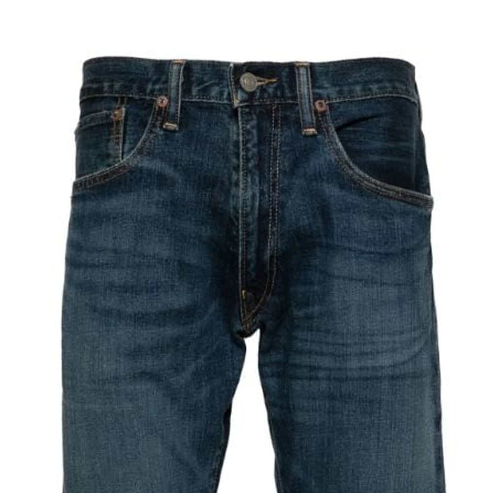 Sizing 폴로 랄프 로렌 SS24 블루 슬림핏 테이퍼드 로우웨이스트 로고 데님 진. 710781455-001