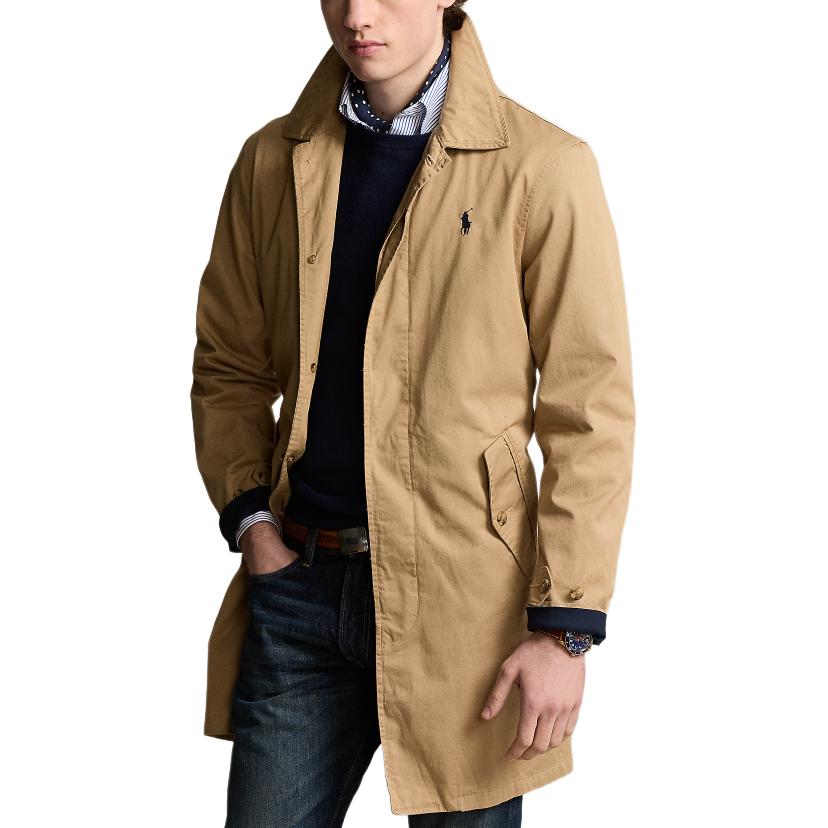 Purchase ポロ ラルフローレン SS24 ブラウン カジュアル ロングコート ロゴ刺繍入り. MNPOOTW16021403-260