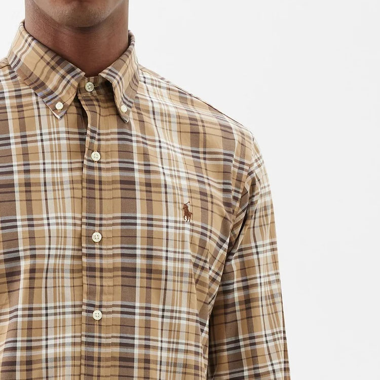 Polo Ralph Lauren SS24  Brown Plaid Button-Up Long Sleeve Shirt Casual. 710922261-002 圖 5