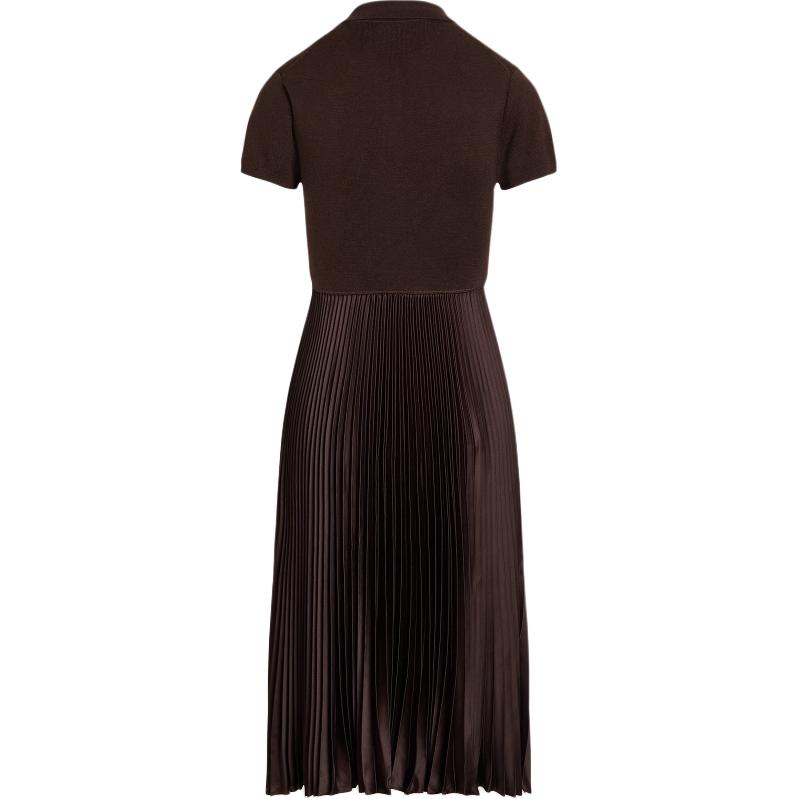 Lookbook Vestido Casual Acanalado de Manga Corta Polo Ralph Lauren SS24 Marrón WMPODRSNFA20739