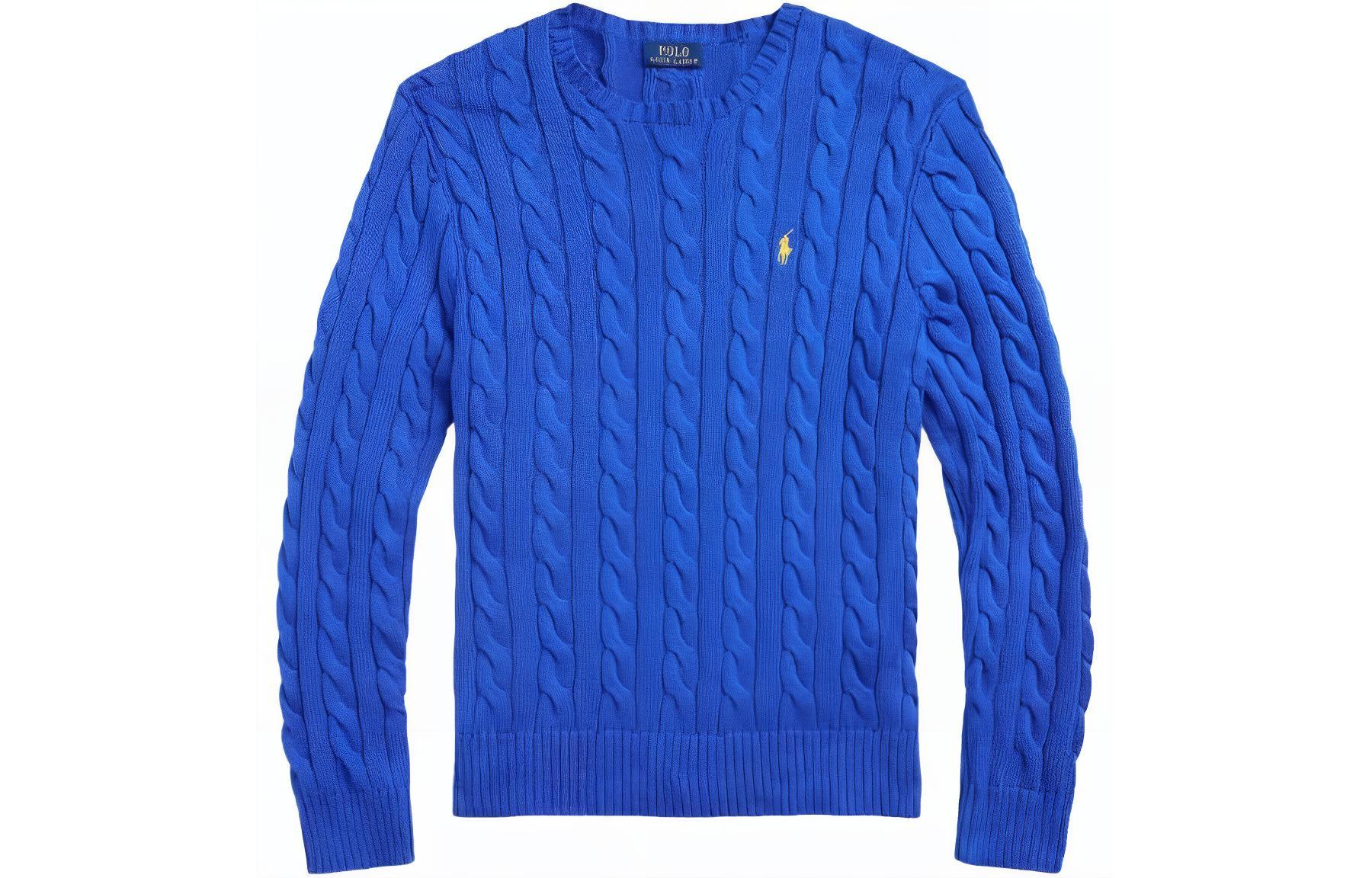 Polo Ralph Lauren SS24  Cobalt Blue Cable Knit Pullover Sweater. 710775885-504