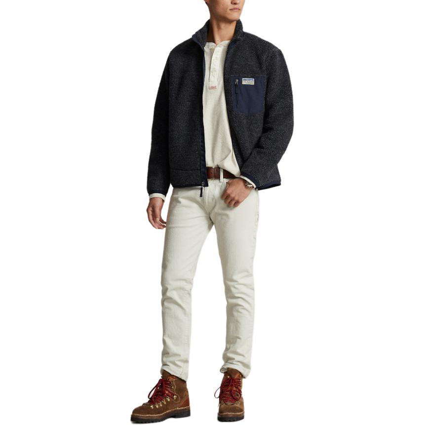 Lookbook Polo Ralph Lauren SS24 海军蓝半拉链徽标补丁夹克. MNPOKNI16823433-410