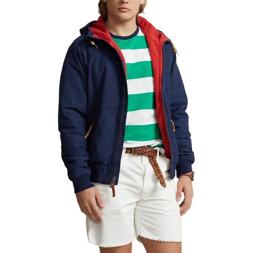 Shop Polo Ralph Lauren SS24 海軍藍連帽拉鍊外套 MNPOOTW16021-301