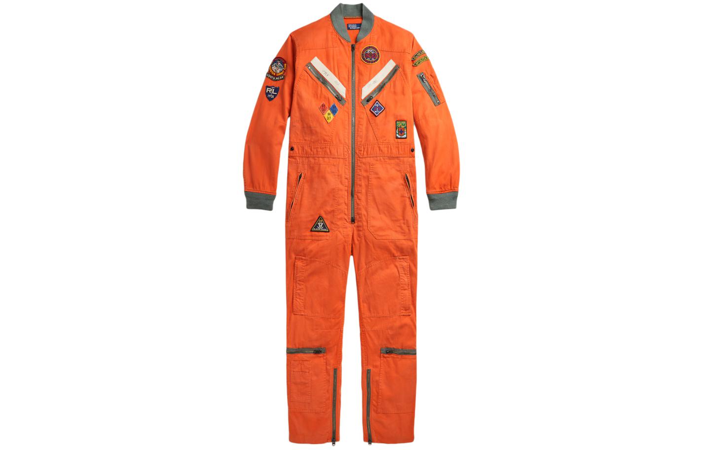 Polo Ralph Lauren SS24  Orange Badge Embroidered Patch Long Sleeve Jumpsuit MNPOOPC13320001-801