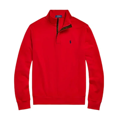 Polo Ralph Lauren SS24 Red Half-Zip Logo Embroidered Long Sleeve Sweatshirt 710890534-027