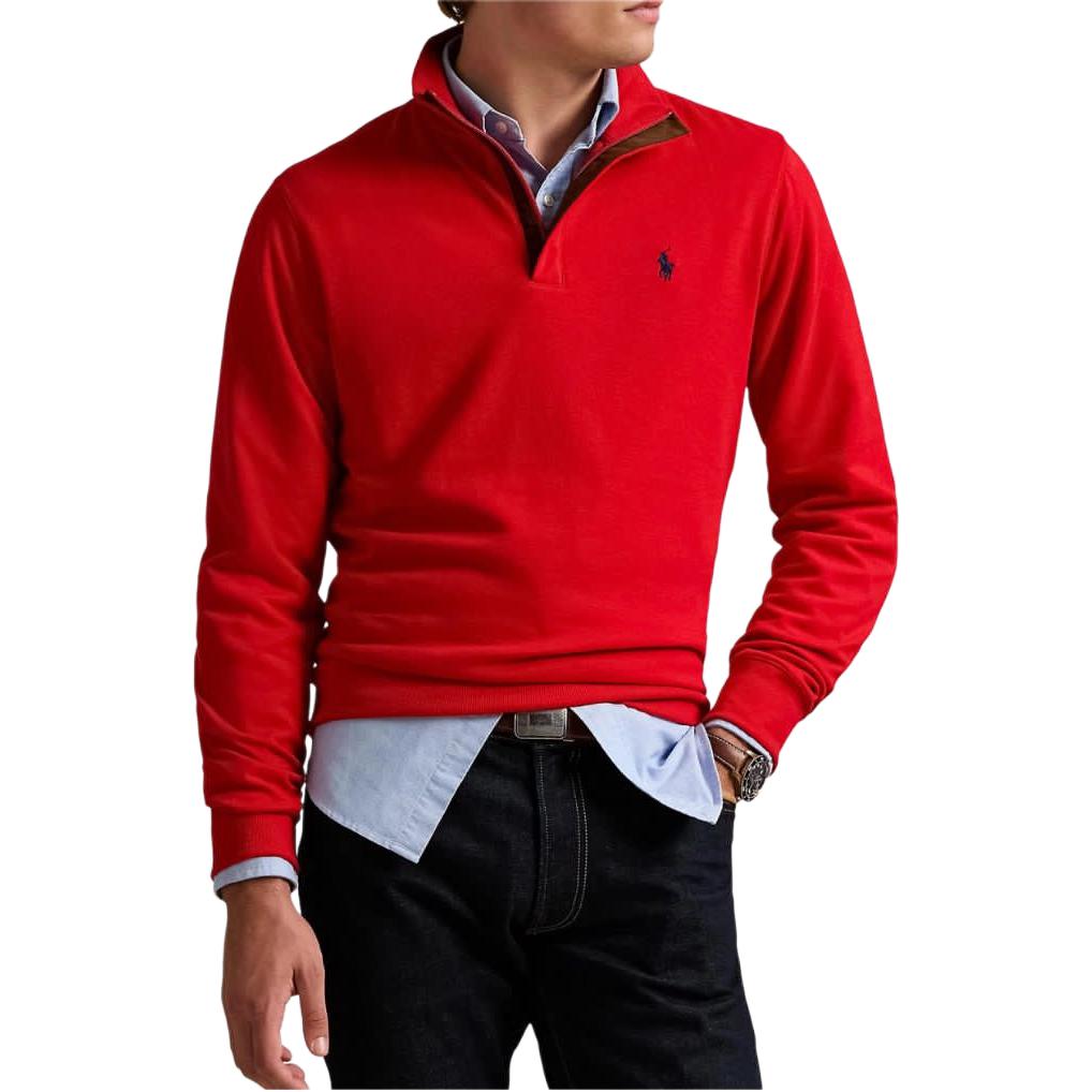 Lookbook Polo Ralph Lauren SS24 Sudadera Roja Cremallera Media Logo Bordado Manga Larga. 710890534-027