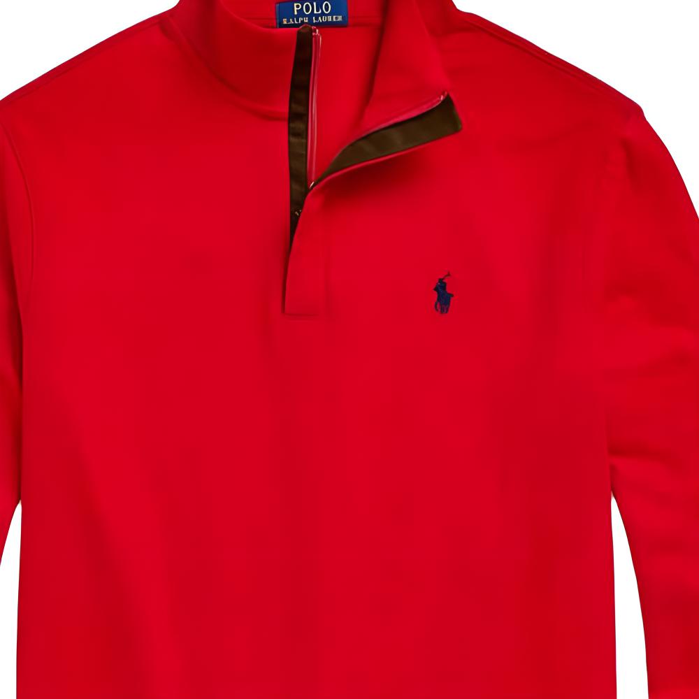 Details for Polo Ralph Lauren SS24 Sudadera Roja Cremallera Media Logo Bordado Manga Larga. 710890534-027