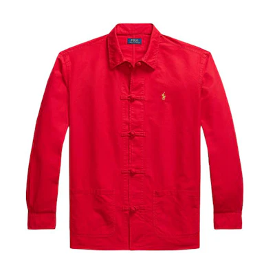 Polo Ralph Lauren SS24 Red Relaxed Fit Long Sleeve Shirt with Pony Logo. MNPOWOV16823299-600