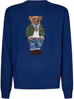 Polo Ralph Lauren SS24 Slim Fit Blue Knit Sweater with Animal Embroidery. 710934020-001 Polo Ralph Lauren SS24 Slim Fit Blue Knit Sweater with Animal Embroidery. 710934020-001