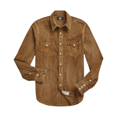 Polo Ralph Lauren SS24 Slim Fit Long Sleeve Shirt Brown Yellow. MNRRWOV16820278-101