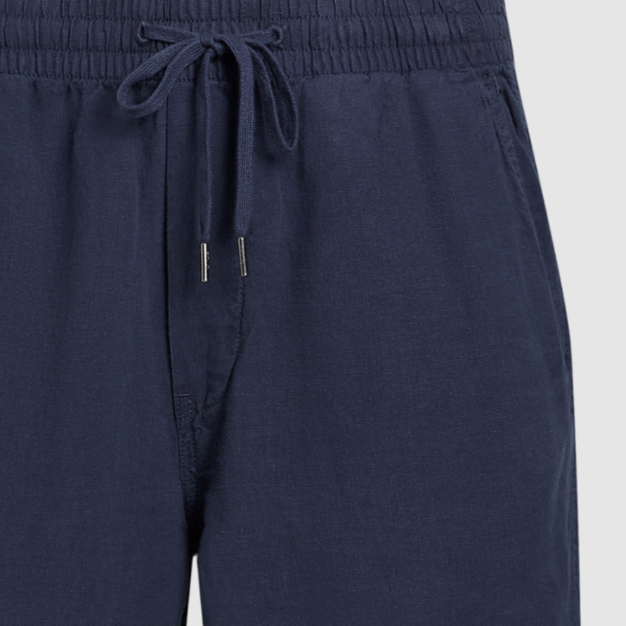 Shop Polo Ralph Lauren SS24 Seluar Pendek Santai Navy Bertali Pinggang Mid-Rise MNPOSHO14G20486-410