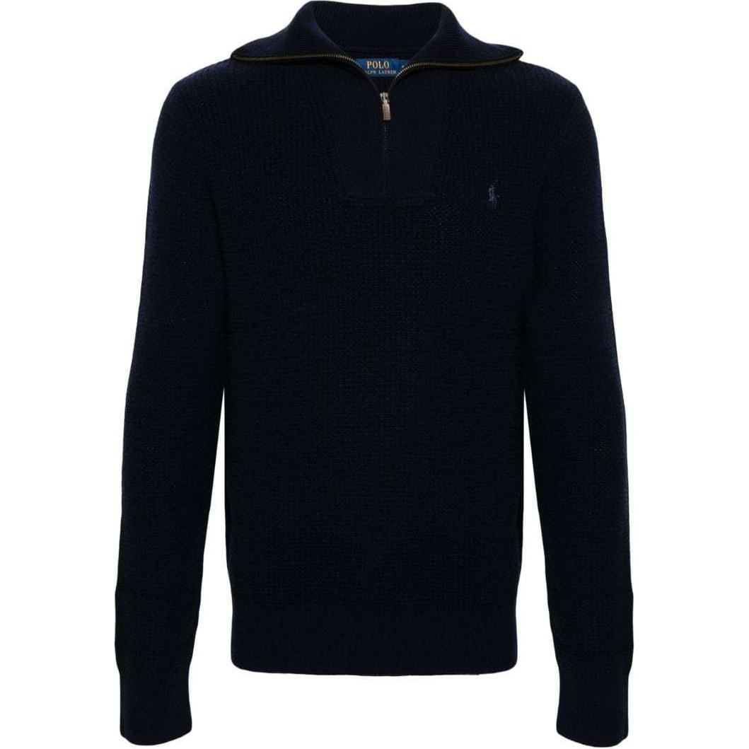 Buy Polo Ralph Lauren SS24 純色海軍藍半拉鍊針織毛衣 710941101-001