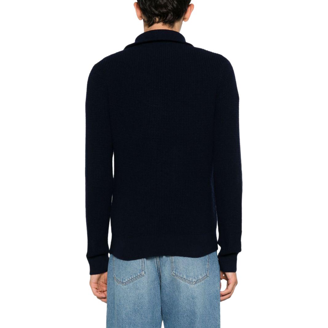 Shop Polo Ralph Lauren SS24 純色海軍藍半拉鍊針織毛衣 710941101-001