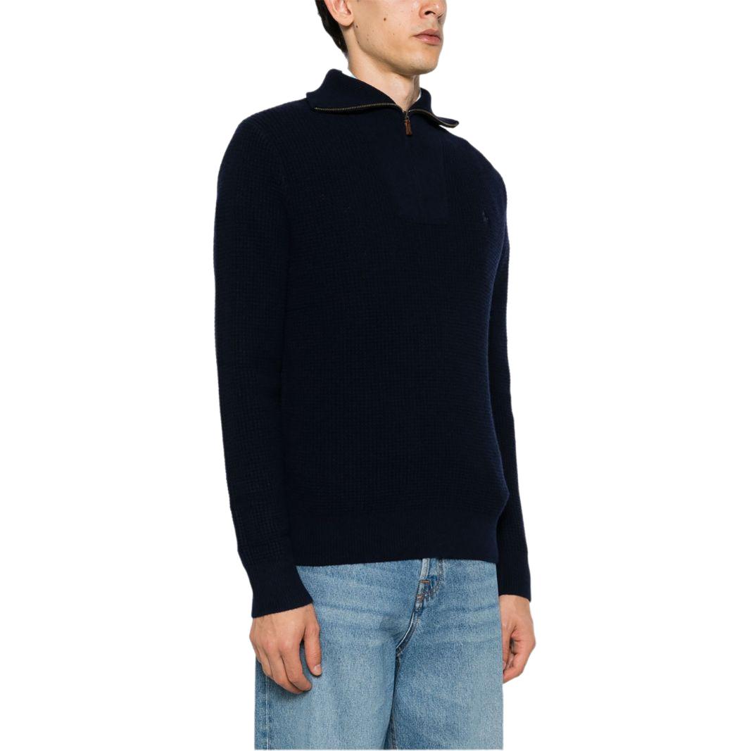 Purchase Polo Ralph Lauren SS24 純色海軍藍半拉鍊針織毛衣 710941101-001