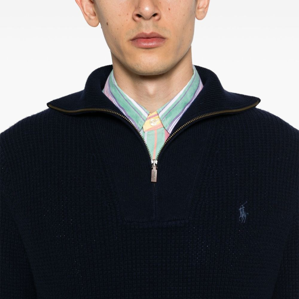 Details for Polo Ralph Lauren SS24 純色海軍藍半拉鍊針織毛衣 710941101-001