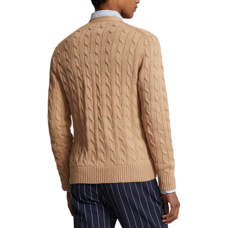 Polo Ralph Lauren SS24  Solid V-Neck Casual Knit Long Sleeve Sweater Beige. MNPOSWE16821786-200 圖 4