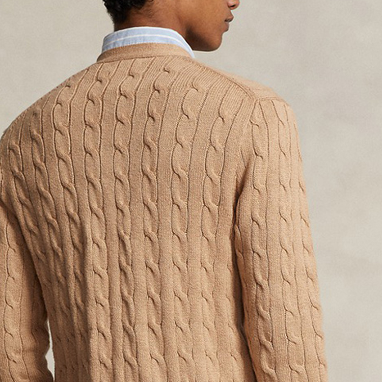Polo Ralph Lauren SS24  Solid V-Neck Casual Knit Long Sleeve Sweater Beige. MNPOSWE16821786-200 圖 7