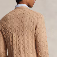 Sizing Polo Ralph Lauren SS24 米色純色V領休閒針織長袖毛衣 MNPOSWE16821786-200