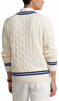 Shop Polo Ralph Lauren SS24 條紋V領針織套頭奶油毛衣。 MNPOSWE16821456-101