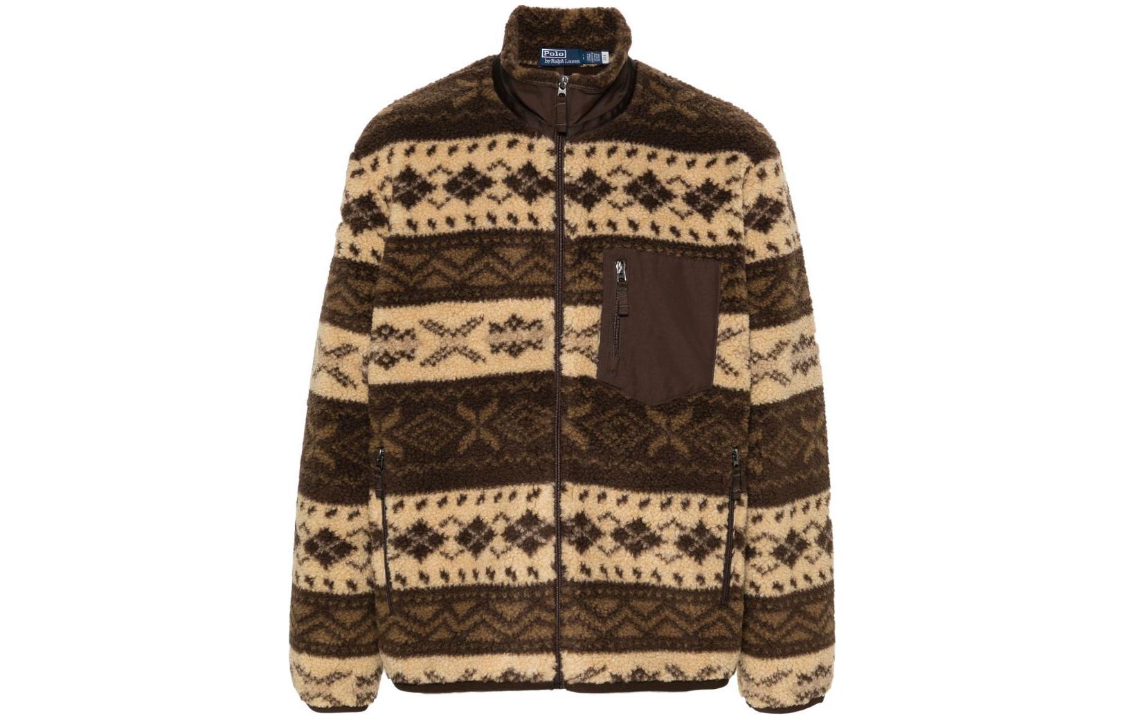 Polo Ralph Lauren SS24 Brown Striped Print Loose Zip-Up Jacket for Men 710938361-001 圖 2