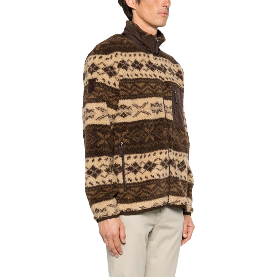 Polo Ralph Lauren SS24 Brown Striped Print Loose Zip-Up Jacket for Men 710938361-001 圖 5