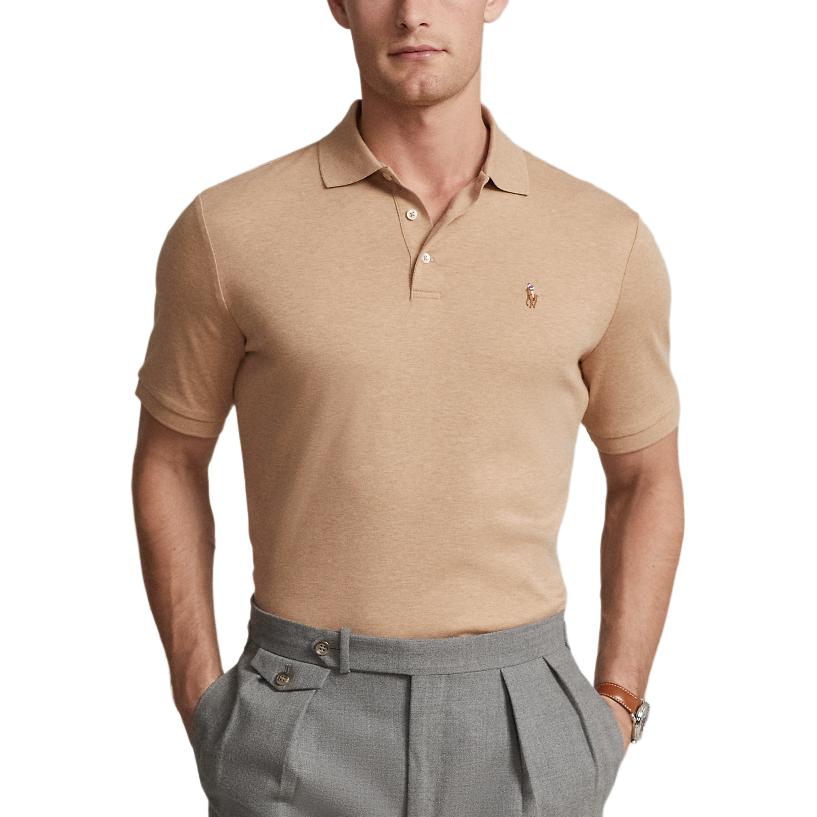 Shop Polo Ralph Lauren SS24经典刺绣标志棕色短袖男士POLO衫. MNPOKNI1N822777-260