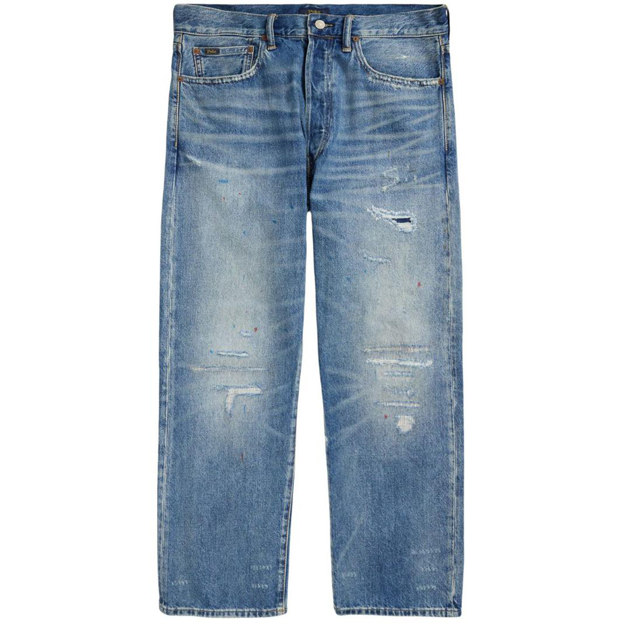 Polo Ralph Lauren SS24 Distressed Mid-Rise Straight-Leg Jeans Light Blue Men 710931949-001
