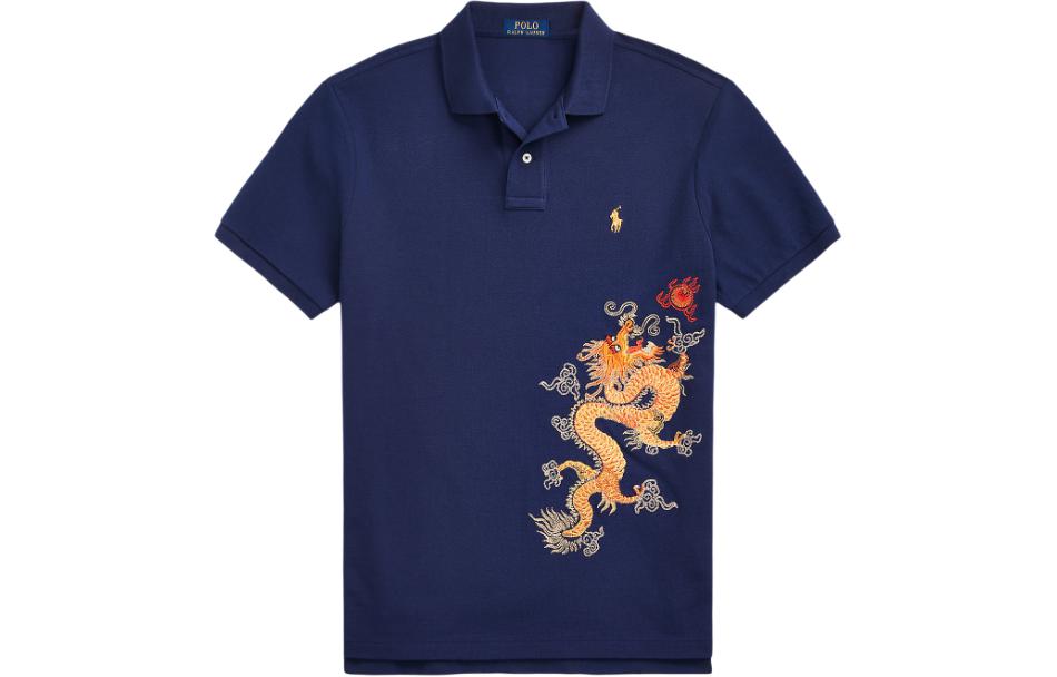 Polo Ralph Lauren SS24 Dragon Embroidered Slim Fit Polo Shirt Men Deep Cobalt Blue MNPOKNI1N822584-400
