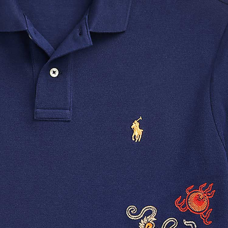 Details for Polo Ralph Lauren SS24 龍刺繡修身版型深藍色男士Polo衫 MNPOKNI1N822584-400