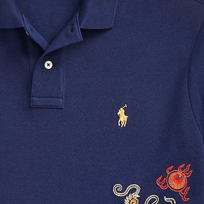 Polo Ralph Lauren SS24 龍刺繡修身版型深藍色男士Polo衫 MNPOKNI1N822584-400 Details for Polo Ralph Lauren SS24 龍刺繡修身版型深藍色男士Polo衫 MNPOKNI1N822584-400