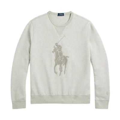 Polo Ralph Lauren SS24 Equestrian Embroidery Crewneck Knit Sweatshirt Light Grey. MNPOKNI16823444-020