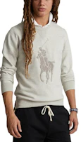 Purchase Polo Ralph Lauren SS24 Equestrian Embroidery Crewneck Knit Sweatshirt Light Grey. MNPOKNI16823444-020