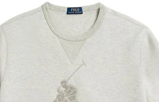Details for Polo Ralph Lauren SS24 Equestrian Embroidery Crewneck Knit Sweatshirt Light Grey. MNPOKNI16823444-020