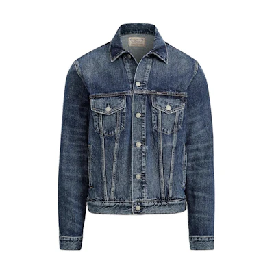 Polo Ralph Lauren SS24 Faded Denim Trucker Jacket Blue for Men MNPOOTW16020-001