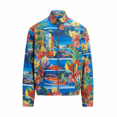Polo Ralph Lauren SS24 Floral Print Mock Neck Jacket Ocean Blue MNPOOTW16021319-999