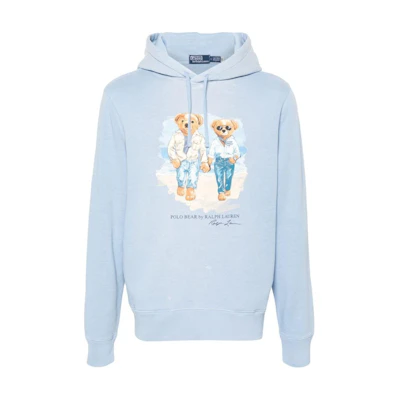 Polo Ralph Lauren SS24 Letter Cartoon Print Hoodie Light Blue Long Sleeve. 710934700-001