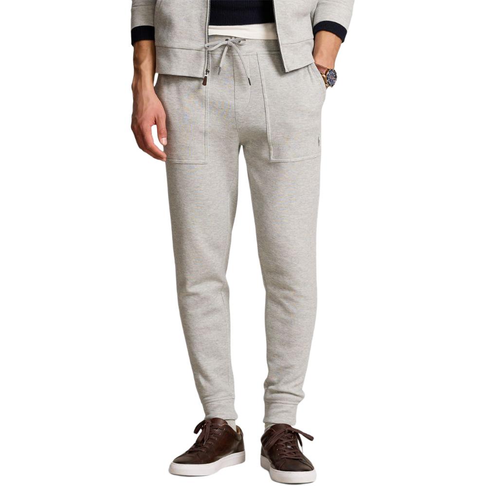 Shop Polo Ralph Lauren SS24淺灰色實心針織運動褲側口袋款式 710900842-006