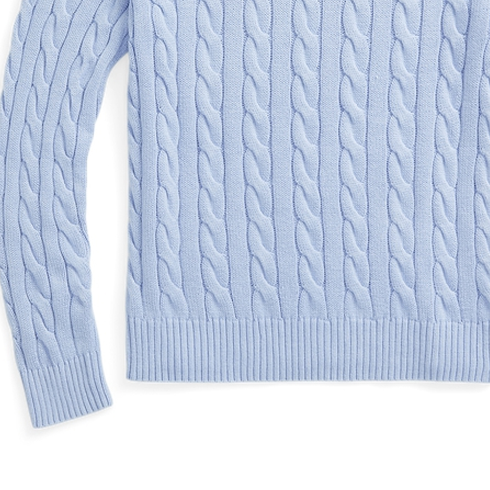 Polo Ralph Lauren SS24 Logo Embroidered Cable Knit Crewneck Sweater Men Hyacinth Blue MNPOSWE16821848-400 圖 7