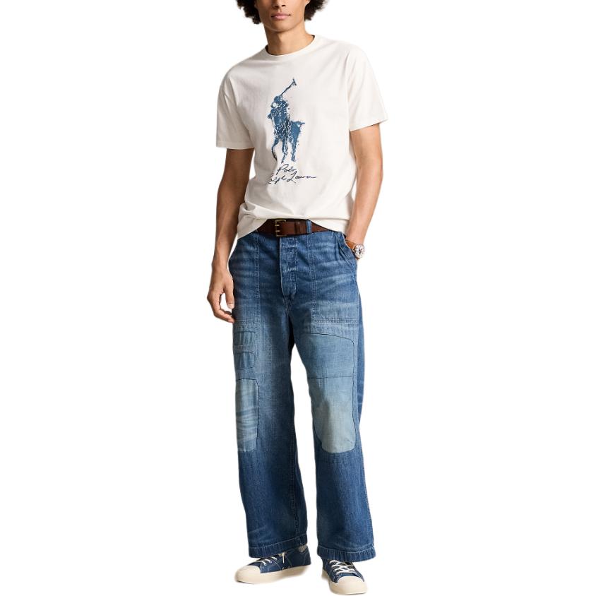 Lookbook Polo Ralph Lauren SS24 標誌印花圓領T恤 男款 Nevis Island 米白色。 MNPOTSH1N822290-100