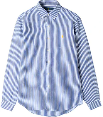 Polo Ralph Lauren 男士蓝色刺绣条纹徽标长袖休闲衬衫 SS24款式。 710634467-001 Buy Polo Ralph Lauren 男士蓝色刺绣条纹徽标长袖休闲衬衫 SS24款式。 710634467-001