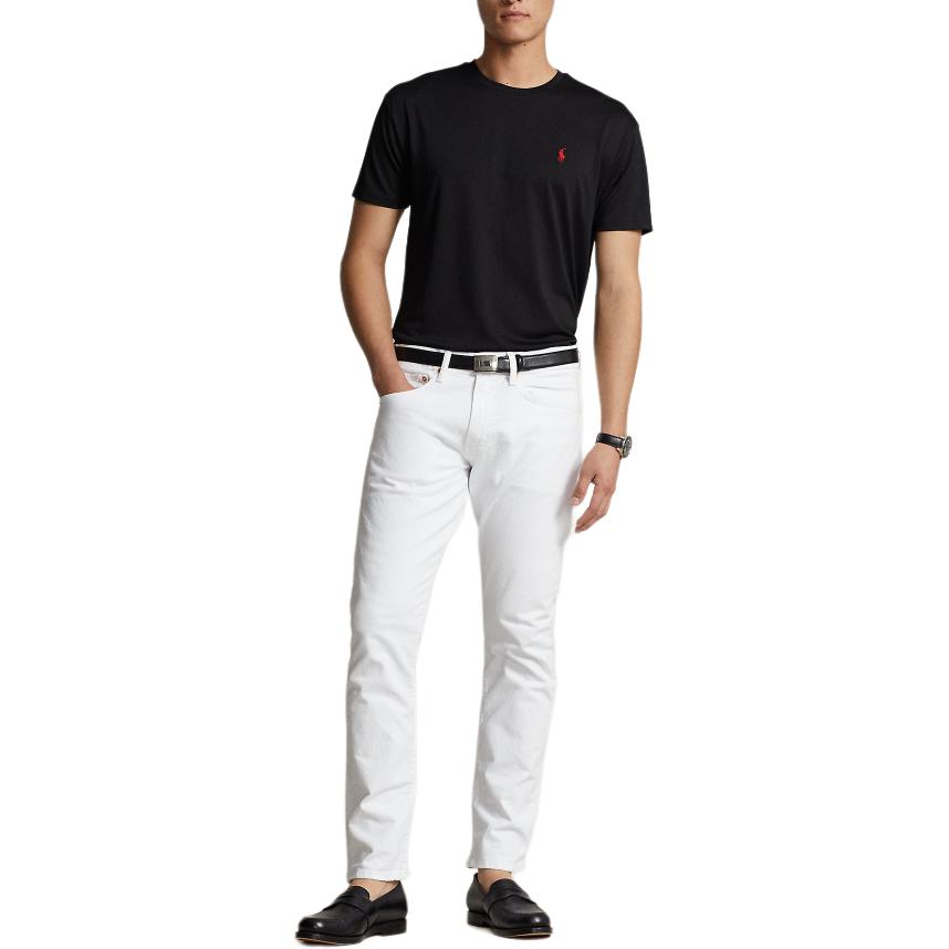 Lookbook Polo Ralph Lauren SS24 男款寬鬆版黑色刺繡標誌圓領T恤。 MNPOTSH1N822151-001