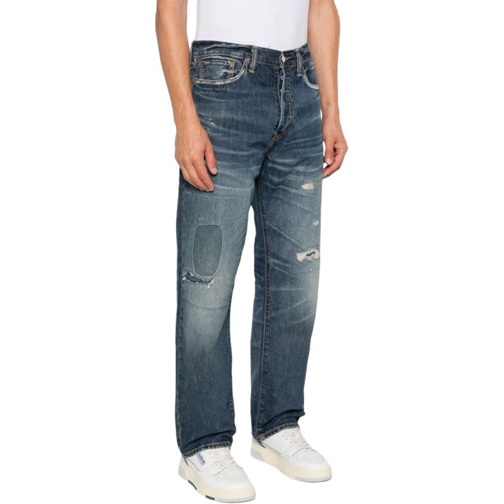 Shop Polo Ralph Lauren SS24 中腰錐形水洗牛仔褲 藍色. 710950852-001