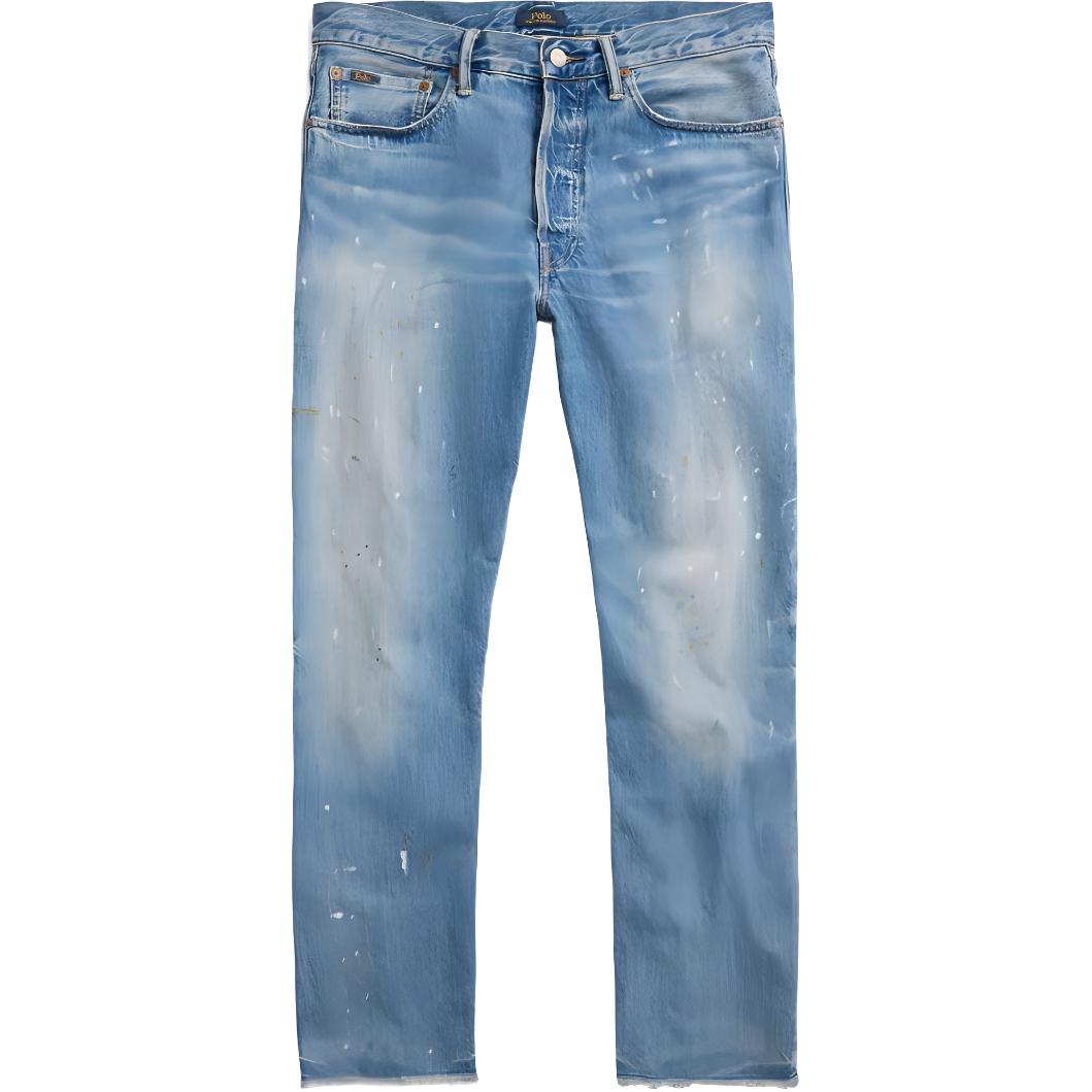 Polo Ralph Lauren SS24 Mid-Rise Washed Straight-Leg Jeans  Blue. 710940984-001