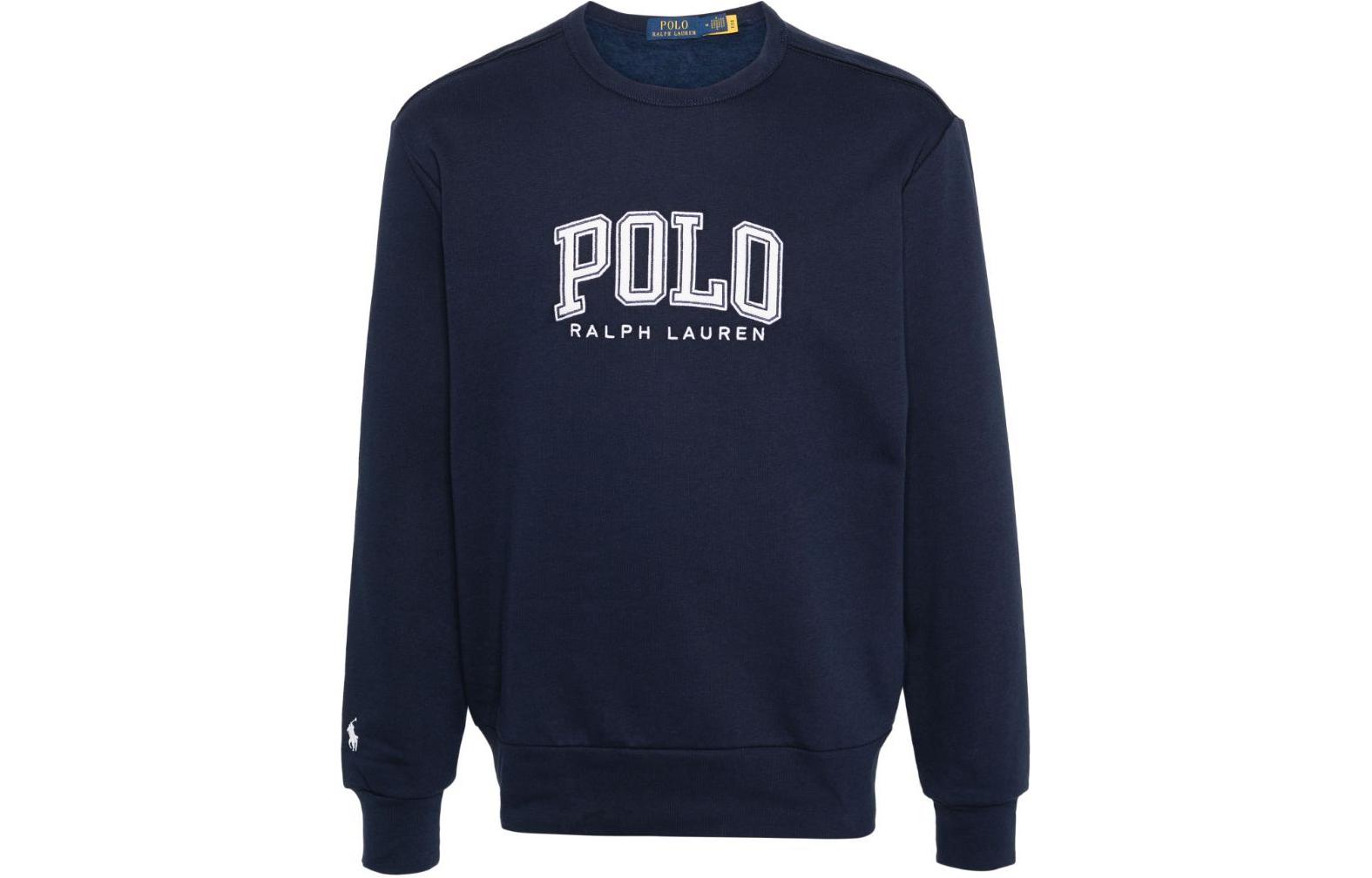 Polo Ralph Lauren SS24 Navy Blue Letter Logo Crewneck Long Sleeve Sweatshirt Men. 710934715-002