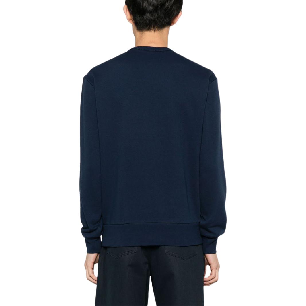 Shop Polo Ralph Lauren SS24 Navy Blue Logo Crewneck Lengan Panjang Lelaki. 710934715-002