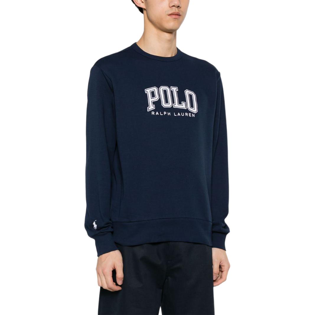 Purchase Polo Ralph Lauren SS24 Navy Blue Logo Crewneck Lengan Panjang Lelaki. 710934715-002