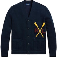 Polo Ralph Lauren SS24 Navy Blue Logo Embroidered V-Neck Knit Cardigan Men. 710941118-001 Polo Ralph Lauren SS24 Navy Blue Logo Embroidered V-Neck Knit Cardigan Men. 710941118-001