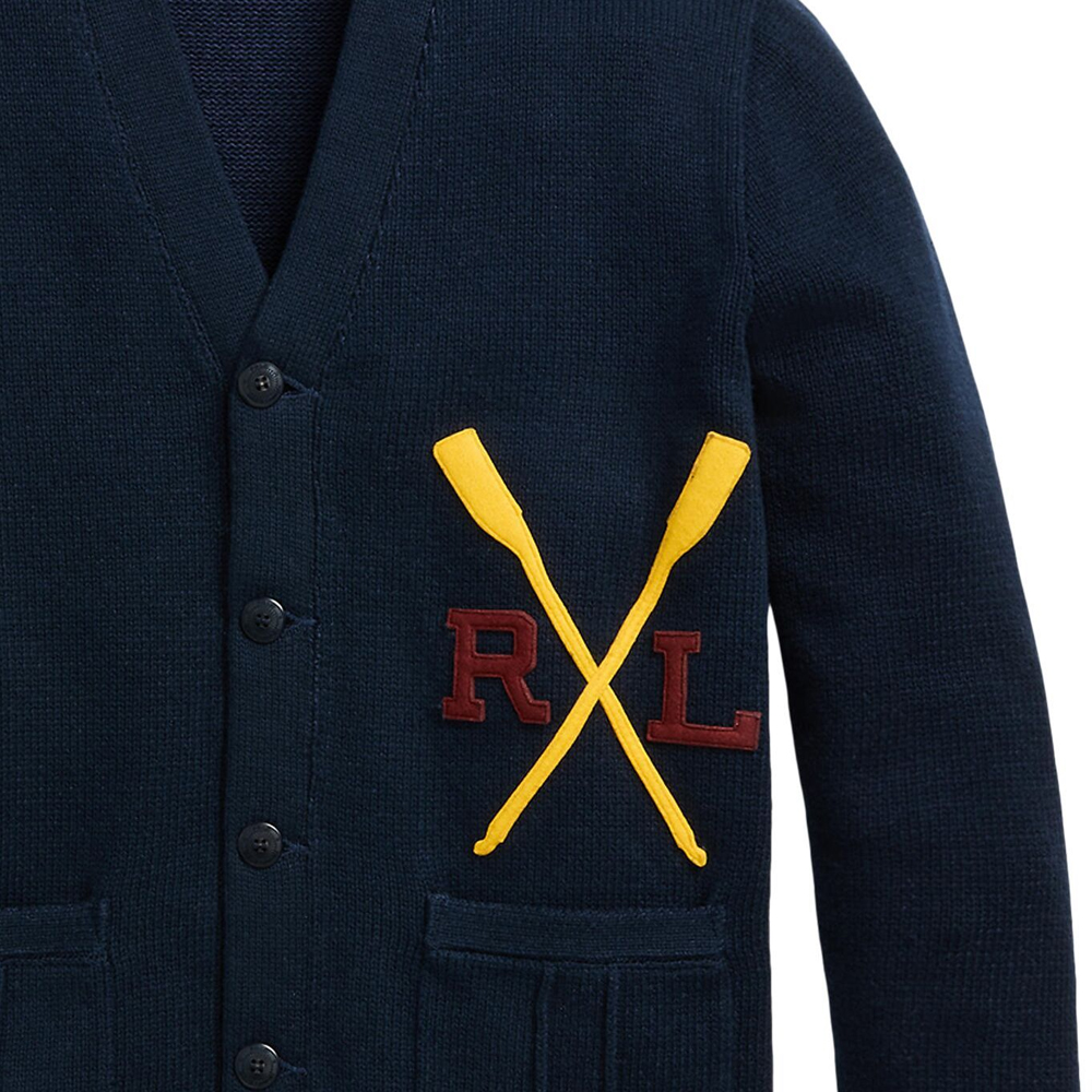 Sizing Polo Ralph Lauren SS24 海军蓝刺绣标志V领针织开衫男款 710941118-001